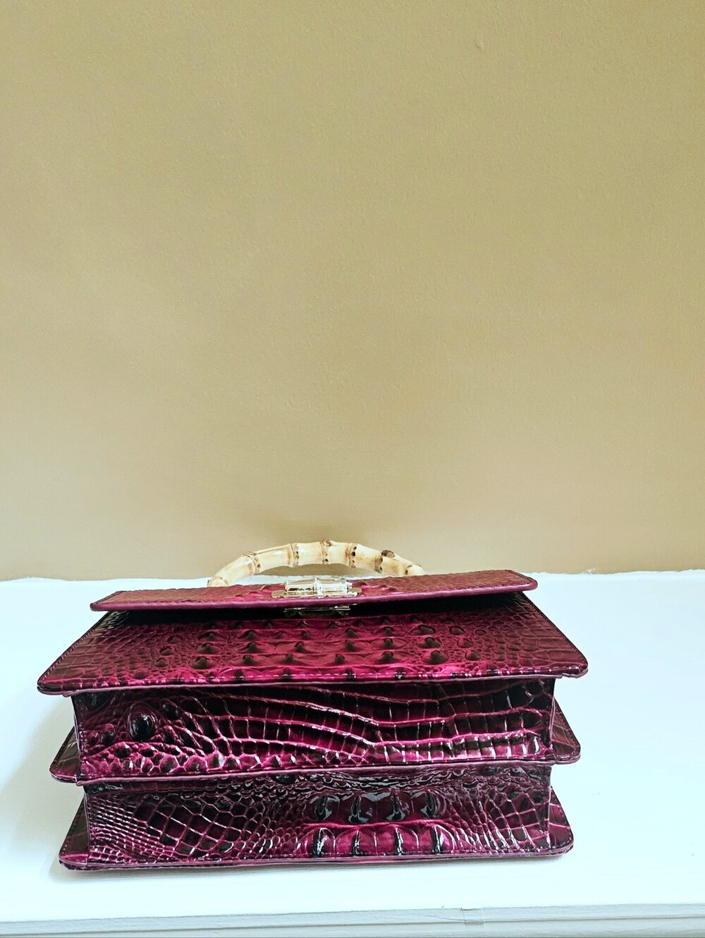 NWT Brahmin CHERRY LACQUER Mod Small Hallie w/Jane Wallet - Picture 10 of 16